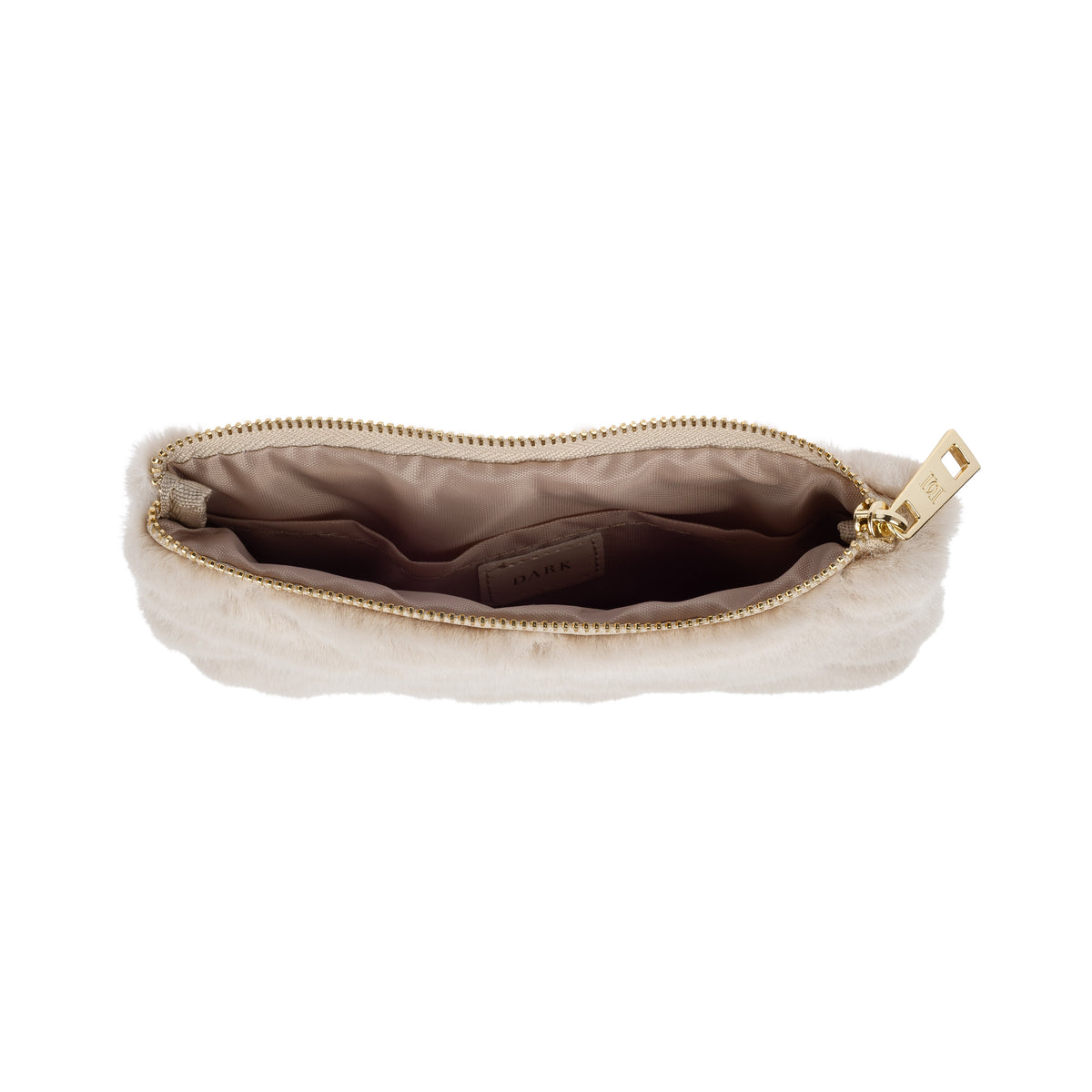 FAUX FUR QUILTED MIDI POUCH SAND