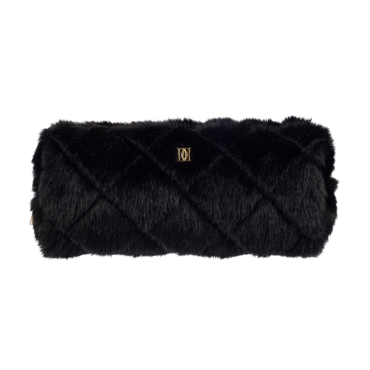 FAUX FUR QUILTED TOOL POUCH BLACK