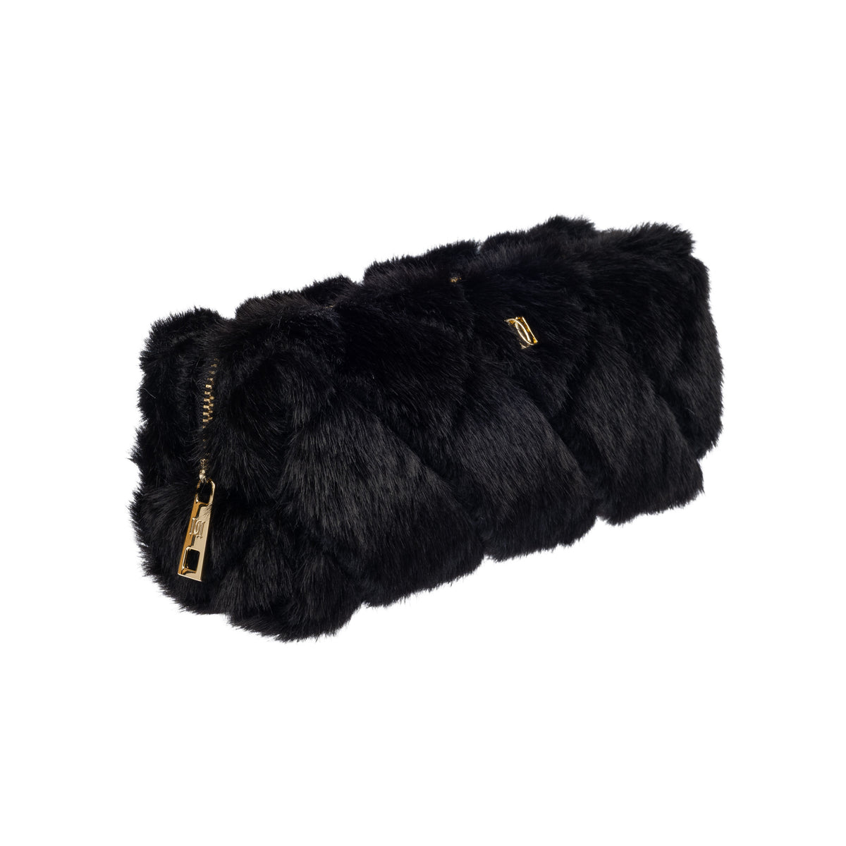 FAUX FUR QUILTED TOOL POUCH BLACK
