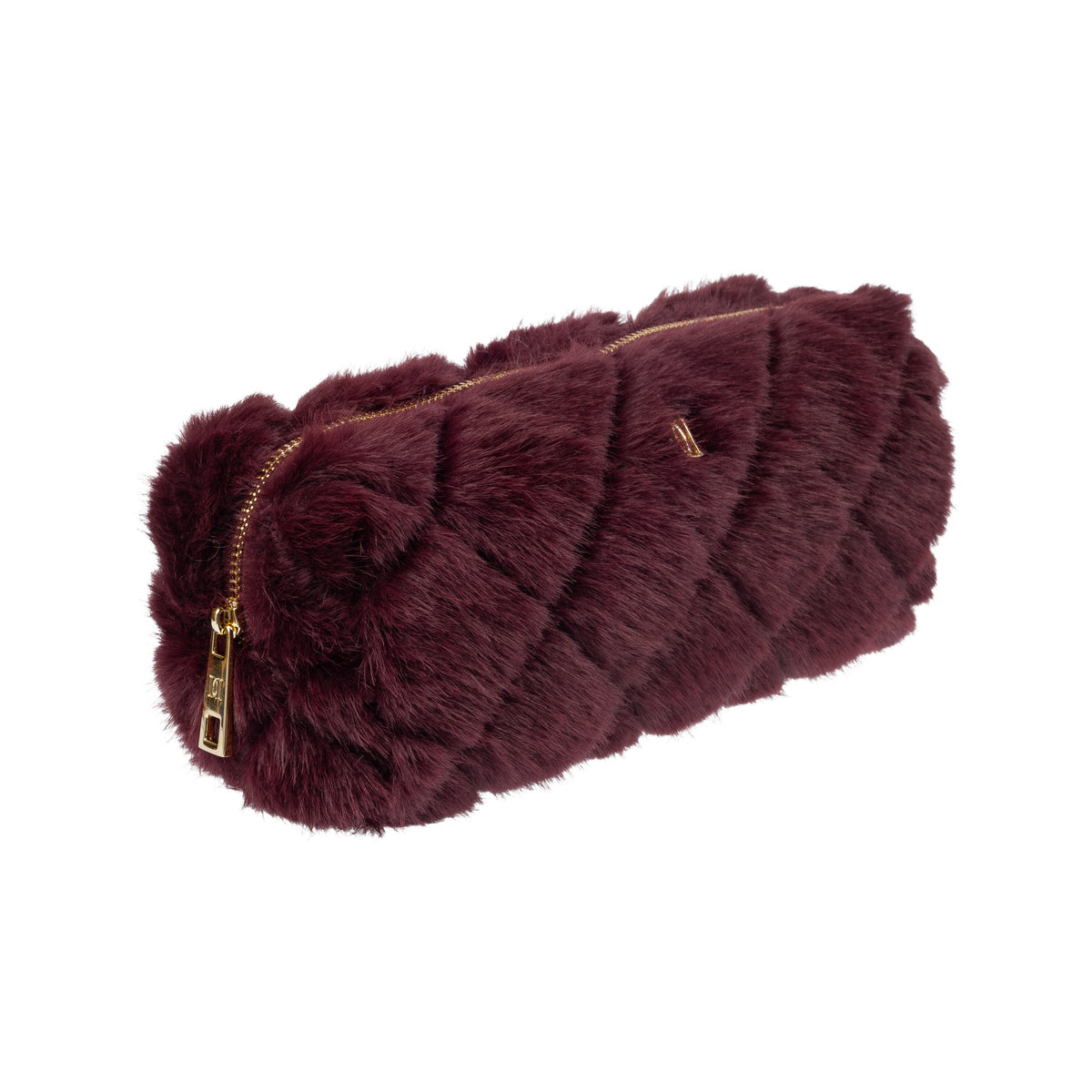 FAUX FUR QUILTED TOOL POUCH BORDEAUX