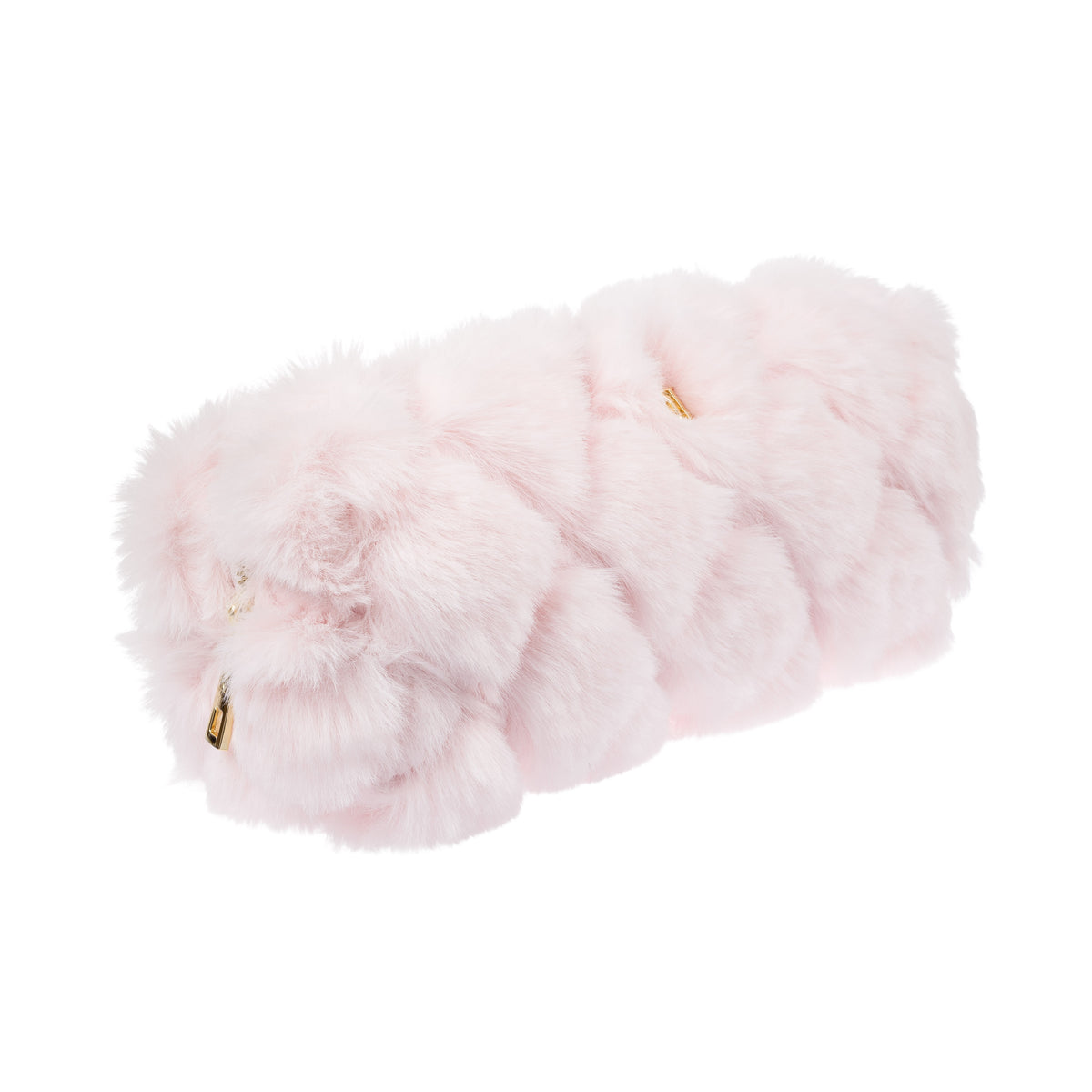 FAUX FUR QUILTED TOOL POUCH PALE ROSE