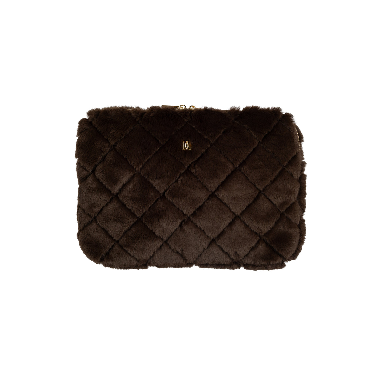 FAUX FUR QUILTED IPAD COVER CHOCOLATE BROWN