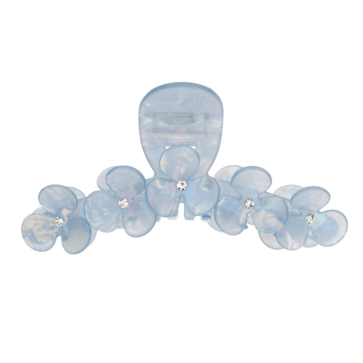 FLOWER HAIR CLAW X LARGE COOL BLUE W/CRYSTAL