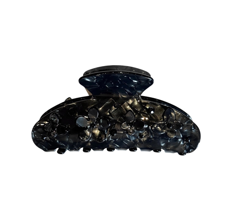 FLOWER & BUTTERFLY HAIR CLAW BLACK