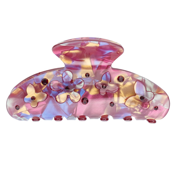 FLOWER & BUTTERFLY HAIR CLAW MAROON