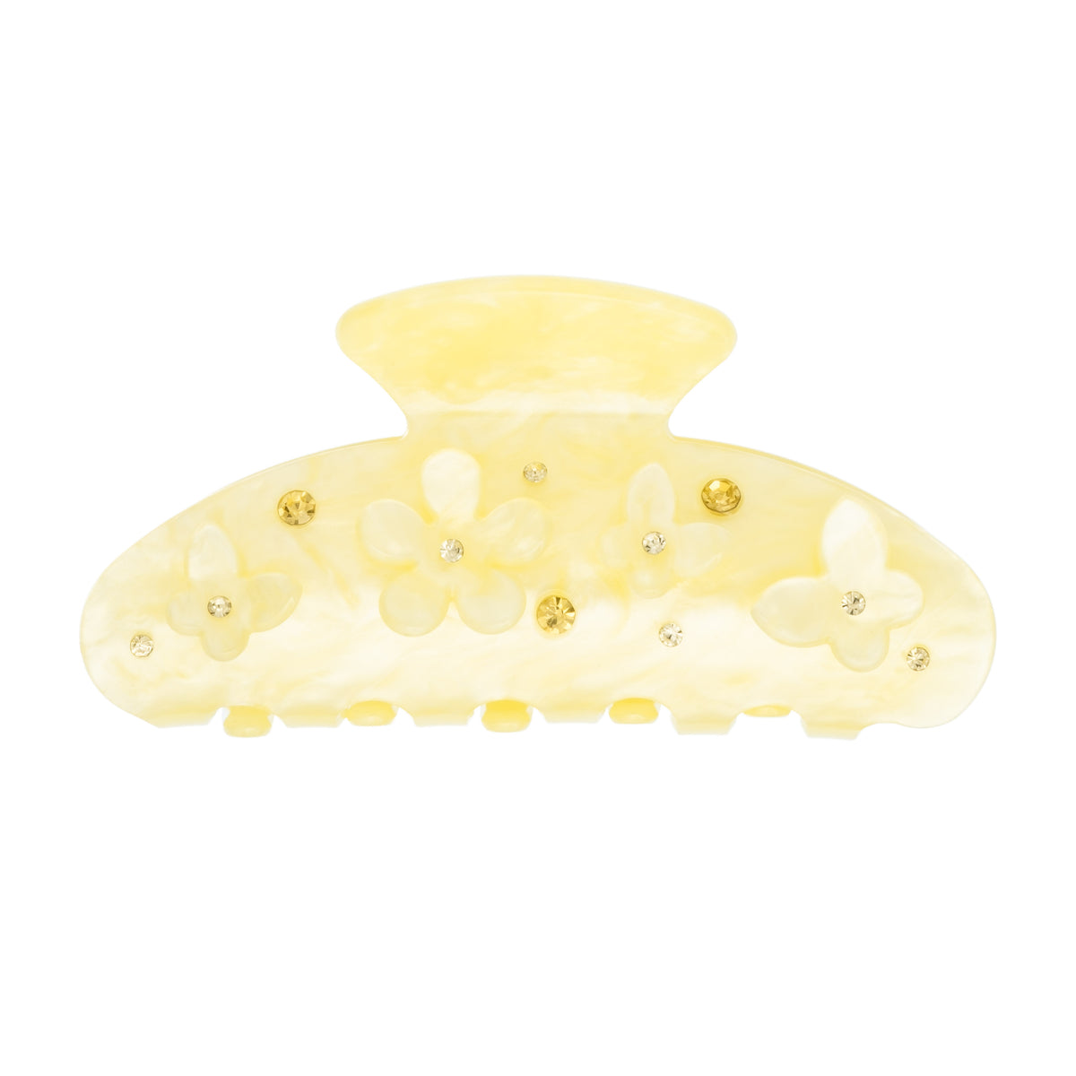 FLOWER & BUTTERFLY HAIR CLAW PALE YELLOW FLOWER & BUTTERFLY HAIR CLAW PALE YELLOW