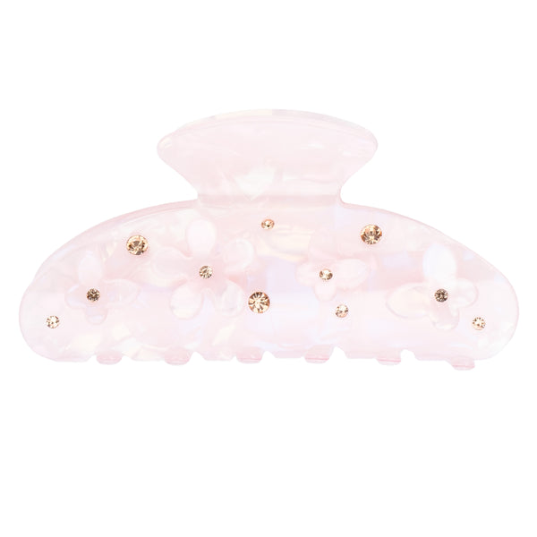 FLOWER & BUTTERFLY HAIR CLAW PALER ROSE
