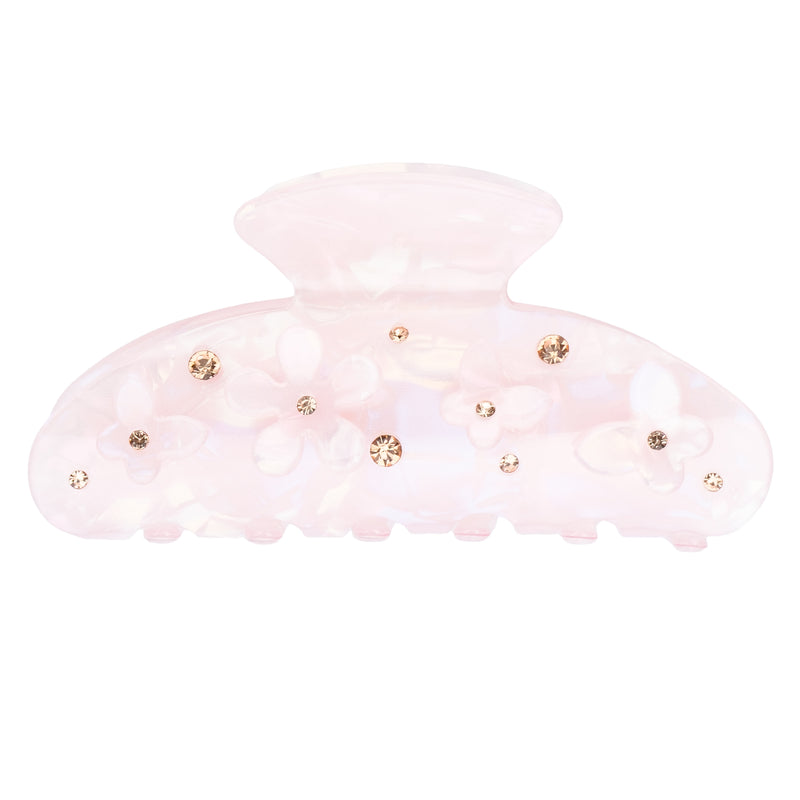 FLOWER & BUTTERFLY HAIR CLAW PALER ROSE