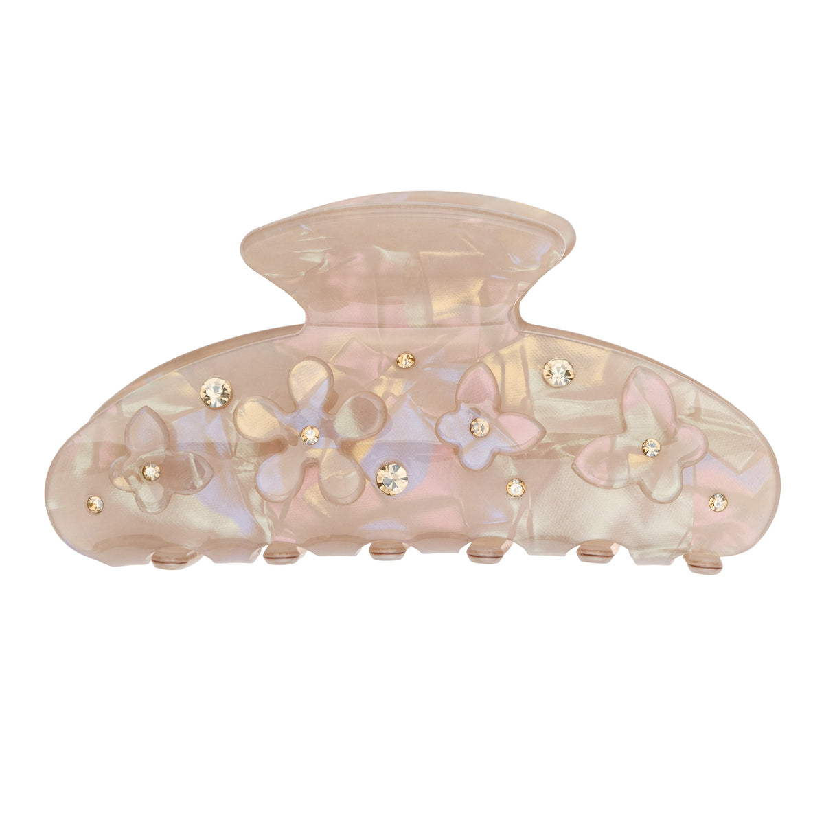 FLOWER & BUTTERFLY HAIR CLAW PALE SAND W/SAND