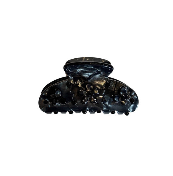 FLOWER & BUTTERFLY HAIR CLAW SMALL BLACK