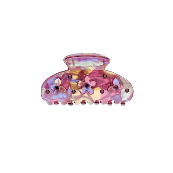 FLOWER & BUTTERFLY HAIR CLAW SMALL MAROON
