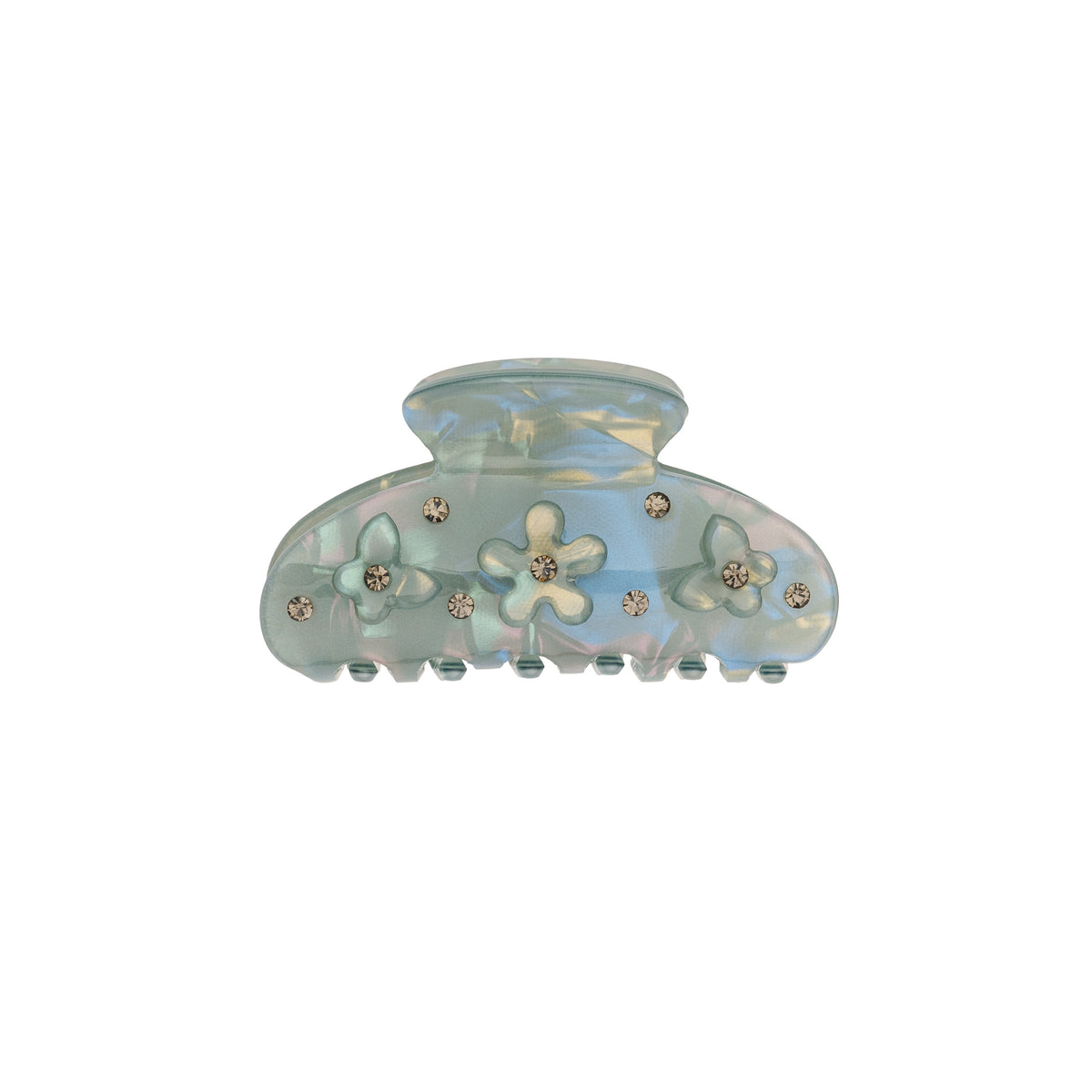 FLOWER & BUTTERFLY HAIR CLAW SMALL MILIEU GREEN W/ARMY