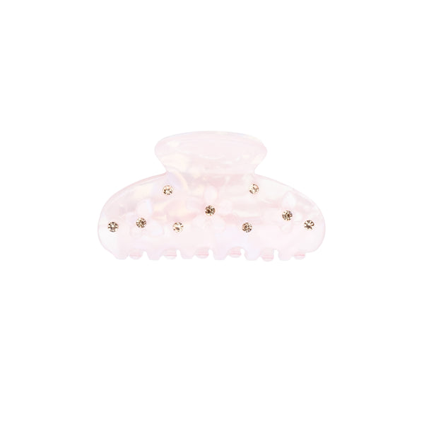 FLOWER & BUTTERFLY HAIR CLAW SMALL PALER ROSE