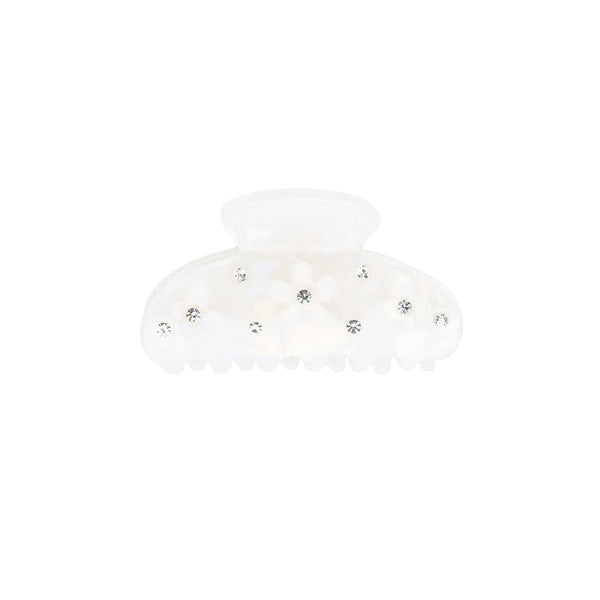 FLOWER & BUTTERFLY HAIR CLAW SMALL WHITE
