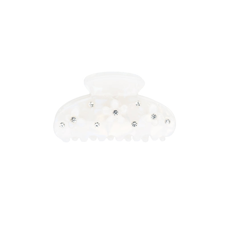 FLOWER & BUTTERFLY HAIR CLAW SMALL WHITE