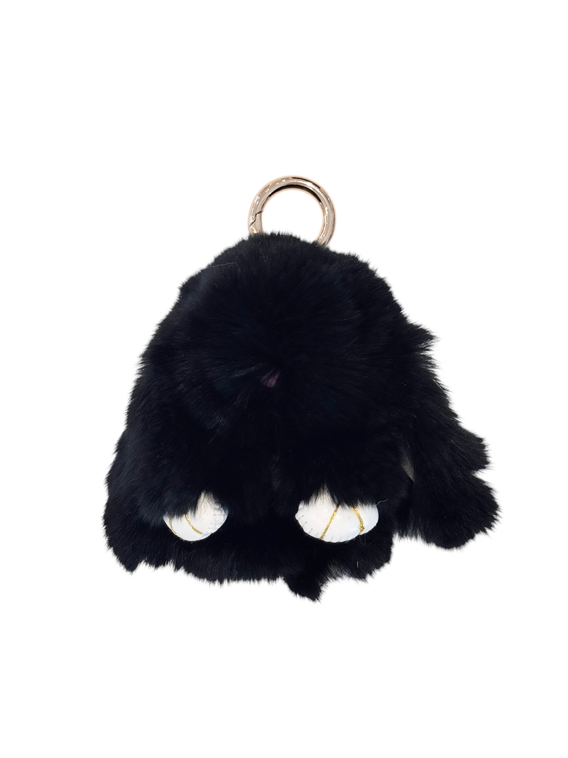 FLUFFY BUNNY BAG CHARM BLACK