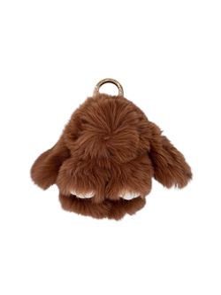 FLUFFY BUNNY BAG CHARM BROWN