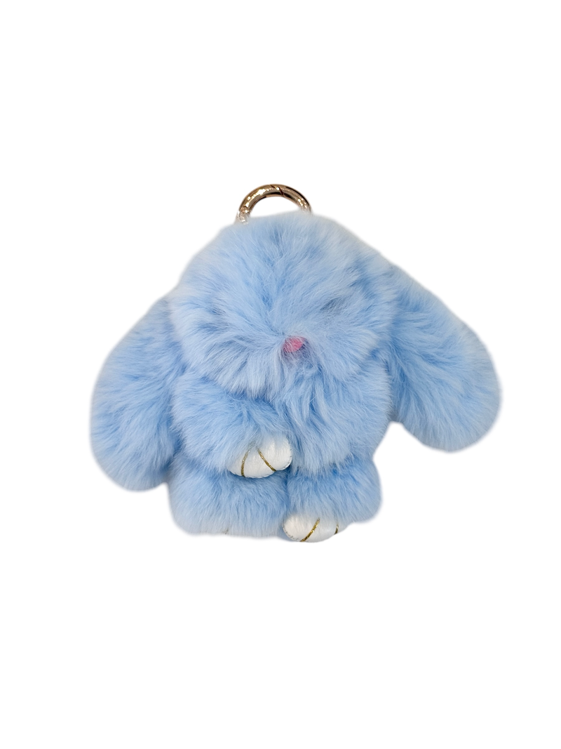FLUFFY BUNNY BAG CHARM LIGHT BLUE