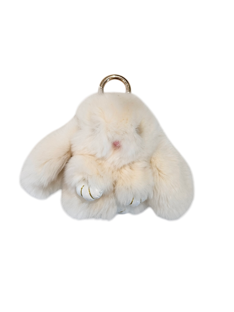 FLUFFY BUNNY BAG CHARM PALE YELLOW