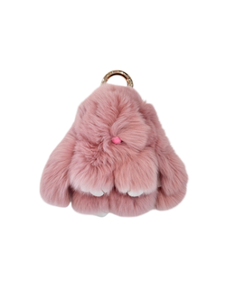 FLUFFY BUNNY BAG CHARM ROSE
