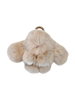 FLUFFY BUNNY BAG CHARM SAND