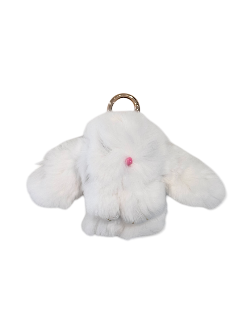 FLUFFY BUNNY BAG CHARM WHITE