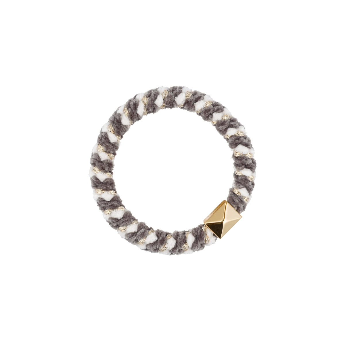 FLUFFY FAT HAIR TIE COOL ARMY & WHITE PEARL MIX
