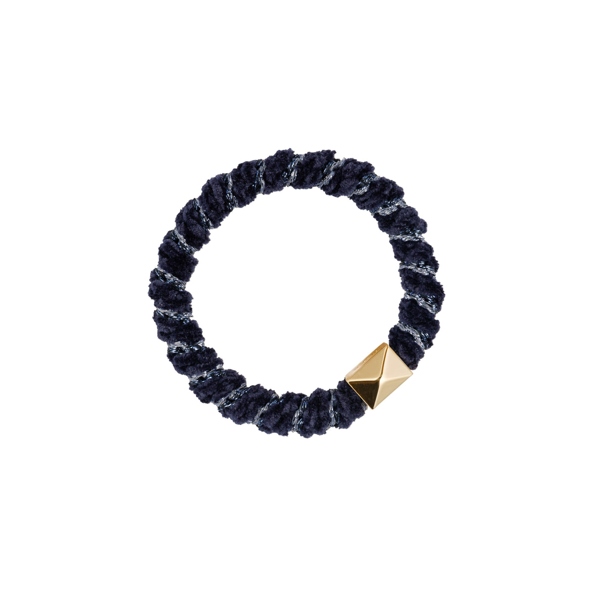 FLUFFY FAT HAIR TIE NAVY BLUE GLITTER MIX