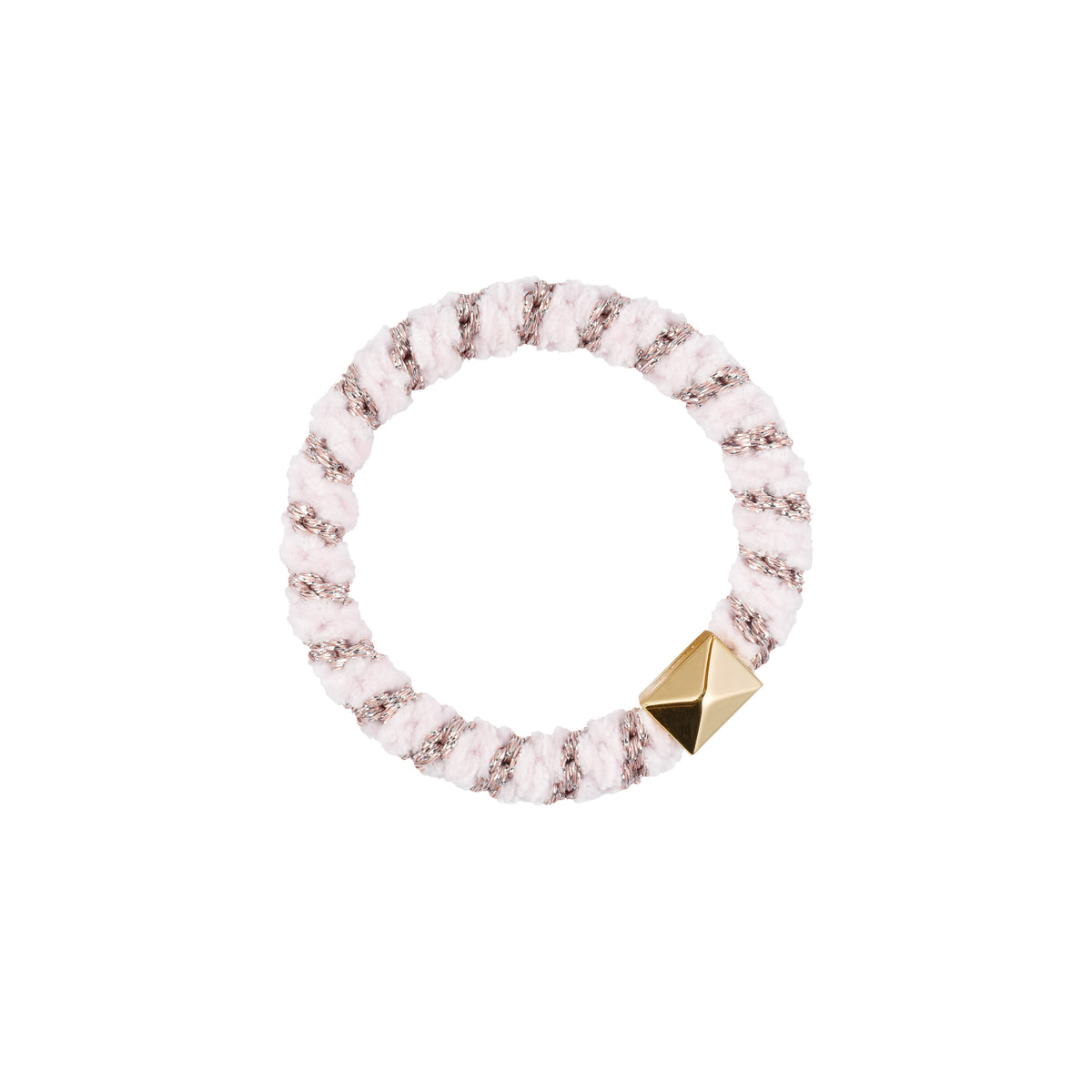 FLUFFY FAT HAIR TIE PALE ROSE GLITTER STRIPE