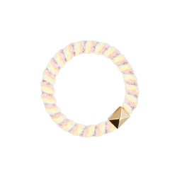 FLUFFY FAT HAIR TIE BUBBLEGUM PINK & PALE YELLOW MIX