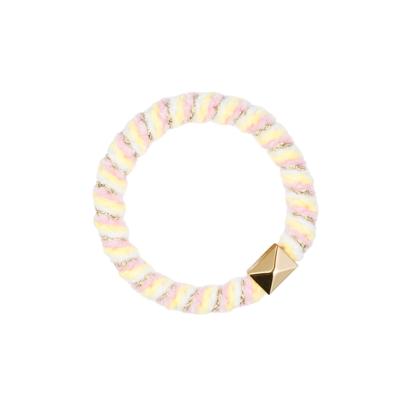 FLUFFY FAT HAIR TIE BUBBLEGUM PINK & PALE YELLOW MIX
