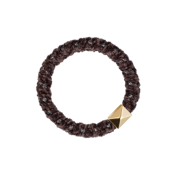 FLUFFY FAT HAIR TIE CHOCOLATE GLITTER STRIPE