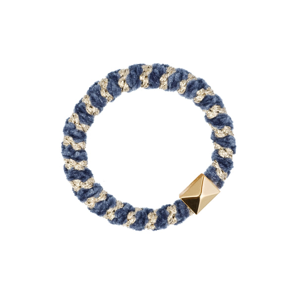 FLUFFY FAT HAIR TIE GRISALLE BLUE STRIPE