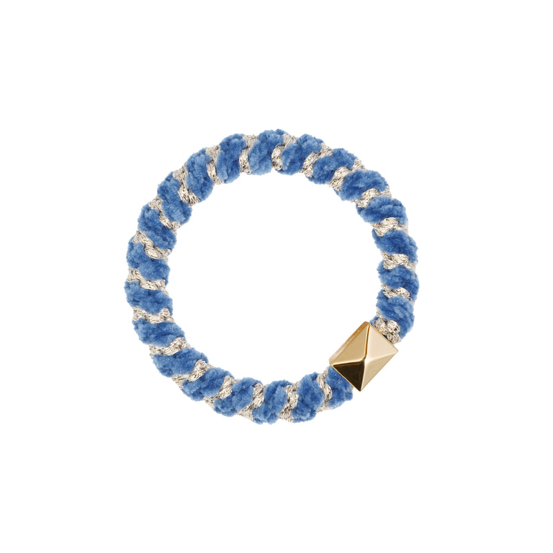 FLUFFY FAT HAIR TIE IBIZA BLUE STRIPE