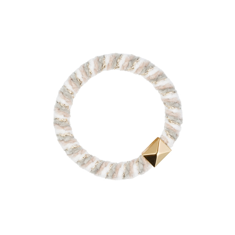 FLUFFY FAT HAIR TIE MILIEU GREEN & SAND MIX