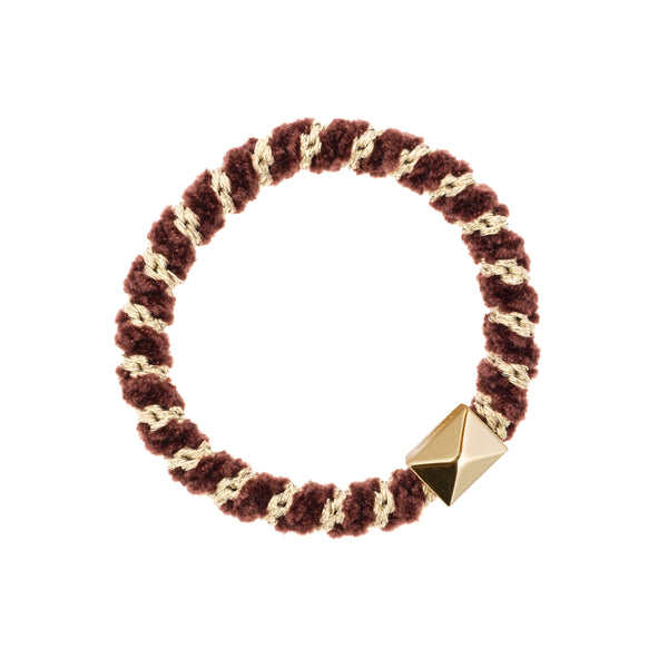 FLUFFY FAT HAIR TIE MAROON STRIPE