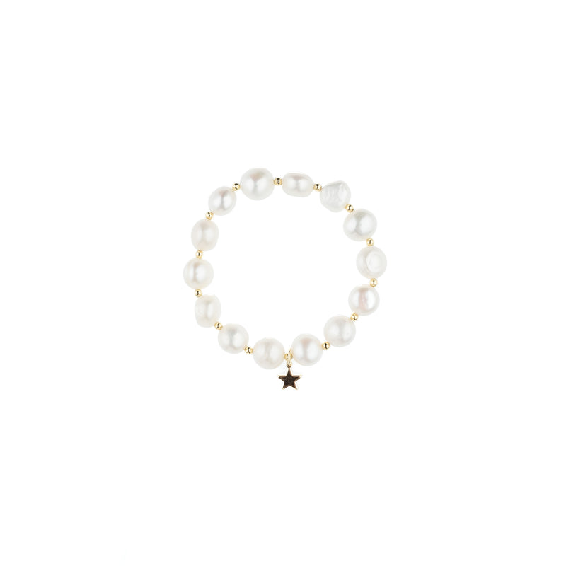 FRESH WATER PEARL BRACELET 12 MM W/GOLD BEADS