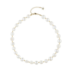FRESH WATER PEARL NECKLACE 12 MM 40 CM W/GOLD BEADS