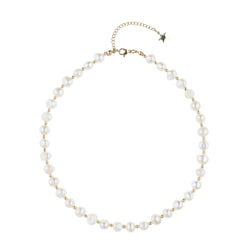 FRESH WATER PEARL NECKLACE 8 MM 40 CM W/GOLD BEADS