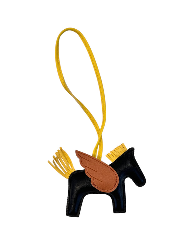 FULL BLING PONY BAG CHARM BLACK W/SILVER & YELLOW