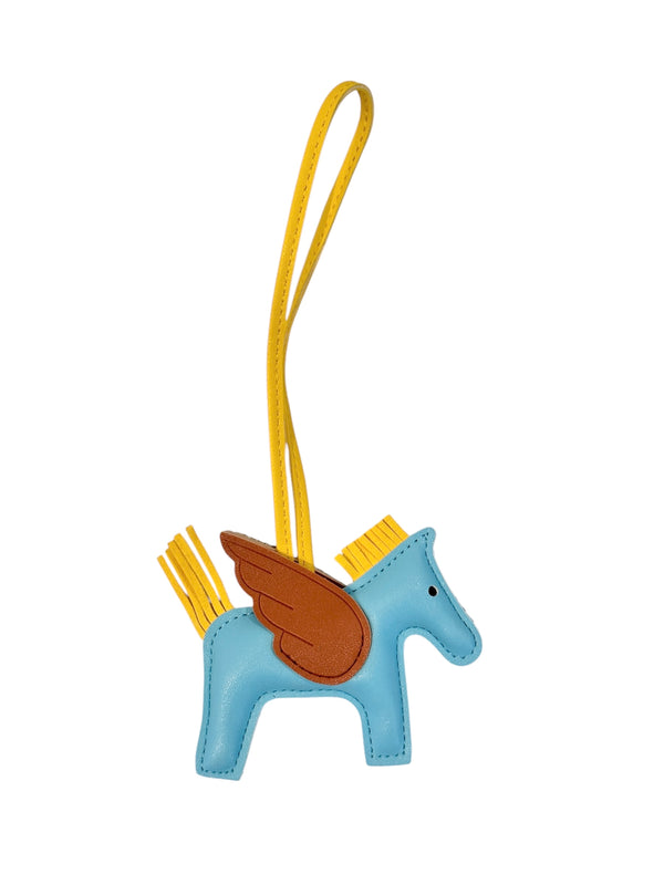 FULL BLING PONY BAG CHARM BLUE W/SILVER & YELLOW