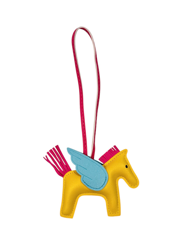 FULL BLING PONY BAG CHARM SILVER W/YELLOW & PINK