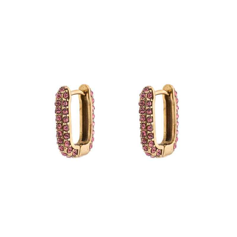 FULL BLING SQUARE HOOPS PINK