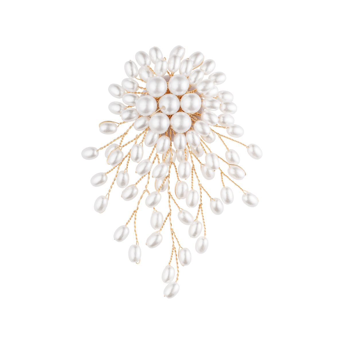 FULL PEARL LEAF BROOCH WHITE PEARL