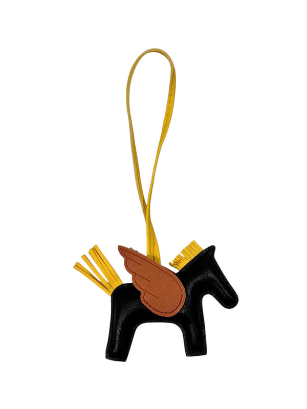 FULL BLING PONY BAG CHARM SILVER W/BLACK & YELLOW