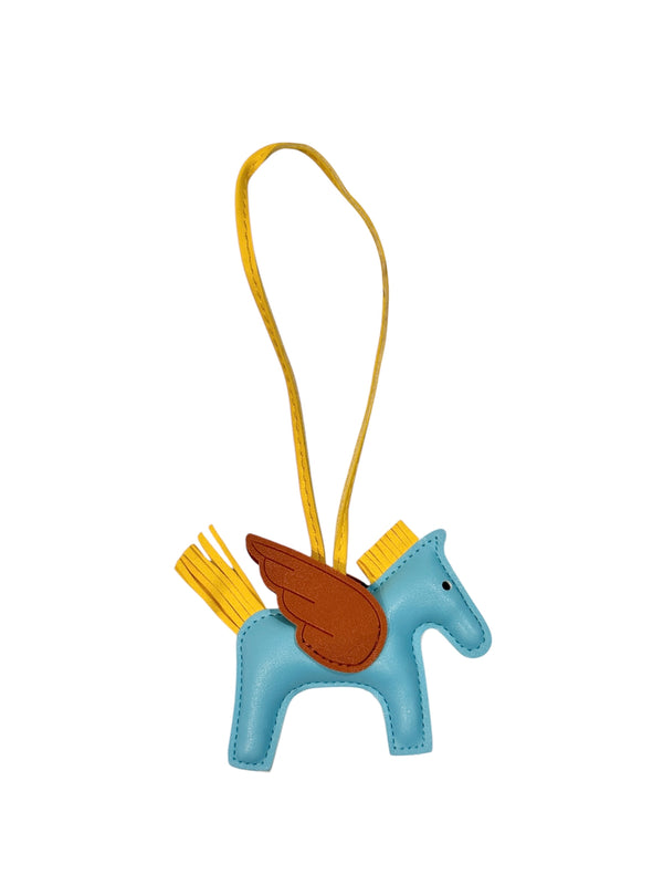 FULL BLING PONY BAG CHARM SILVER W/BLUE & YELLOW