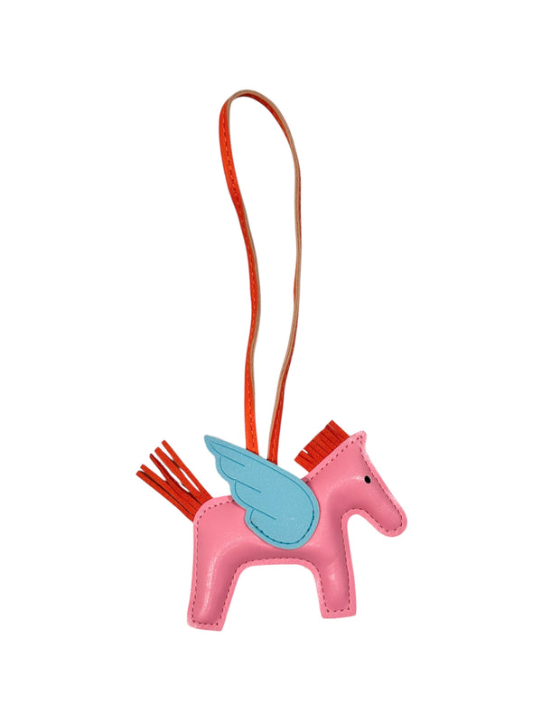 FULL BLING PONY BAG CHARM SILVER W/PINK & ORANGE