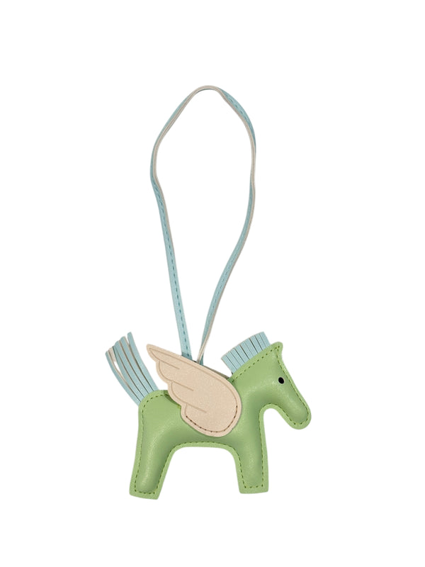 FULL BLING PONY BAG CHARM GREEN W/SILVER & LIGHT BLUE