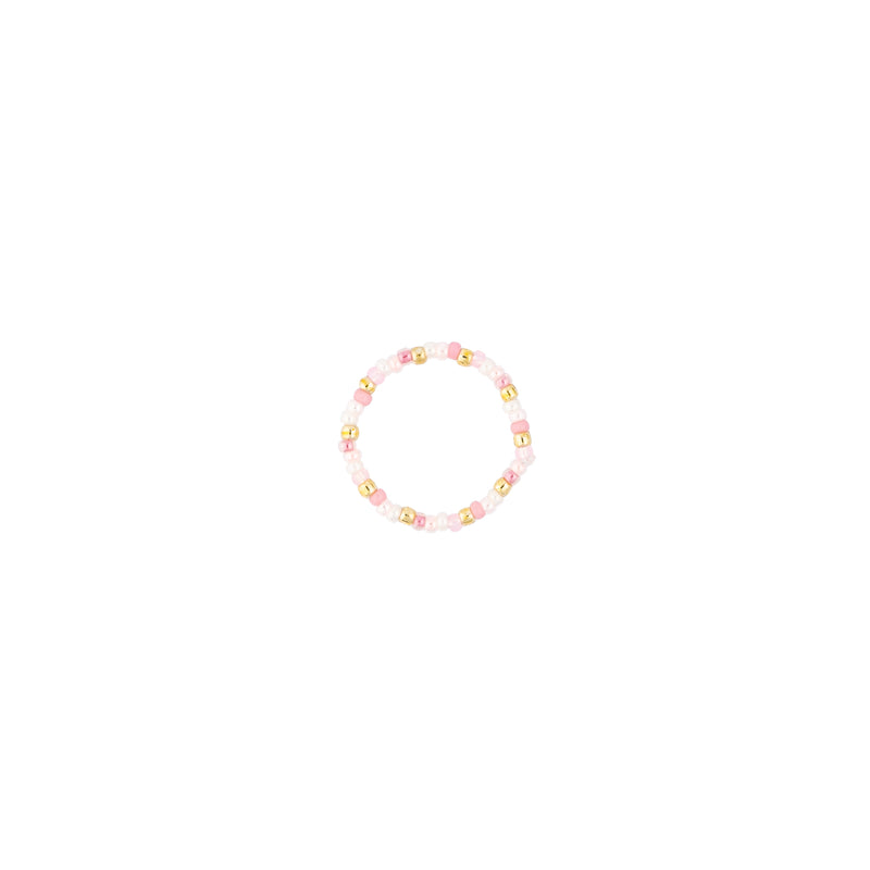 GLASS BEAD RING 2 MM LIGHT ROSE MIX