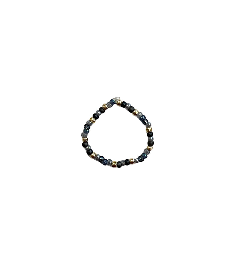 GLASS BEAD RING 2 MM NAVY BLUE MIX